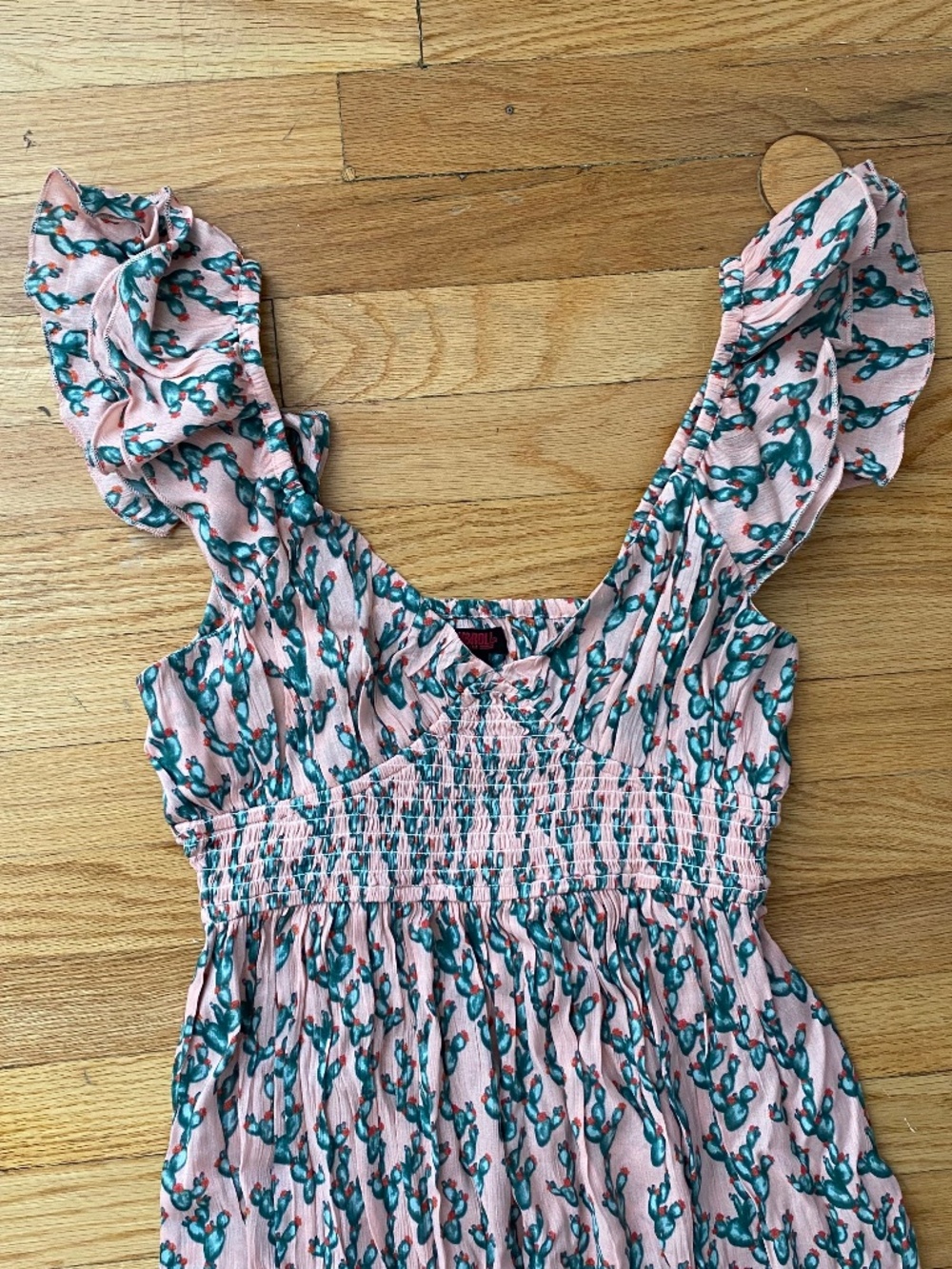 Rock & Roll Denim Cactus Print Midi Dress